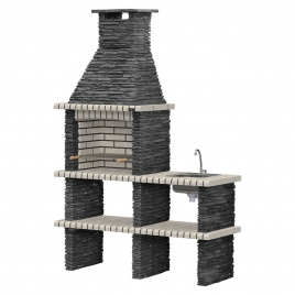 Barbecue avec comptoir, évier et robinet Piódão White