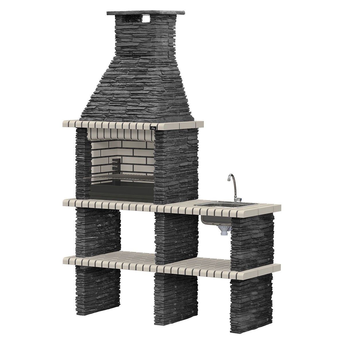 Barbacoa con Encimera, Fregadero y Grifo Piódão Blanco - 2