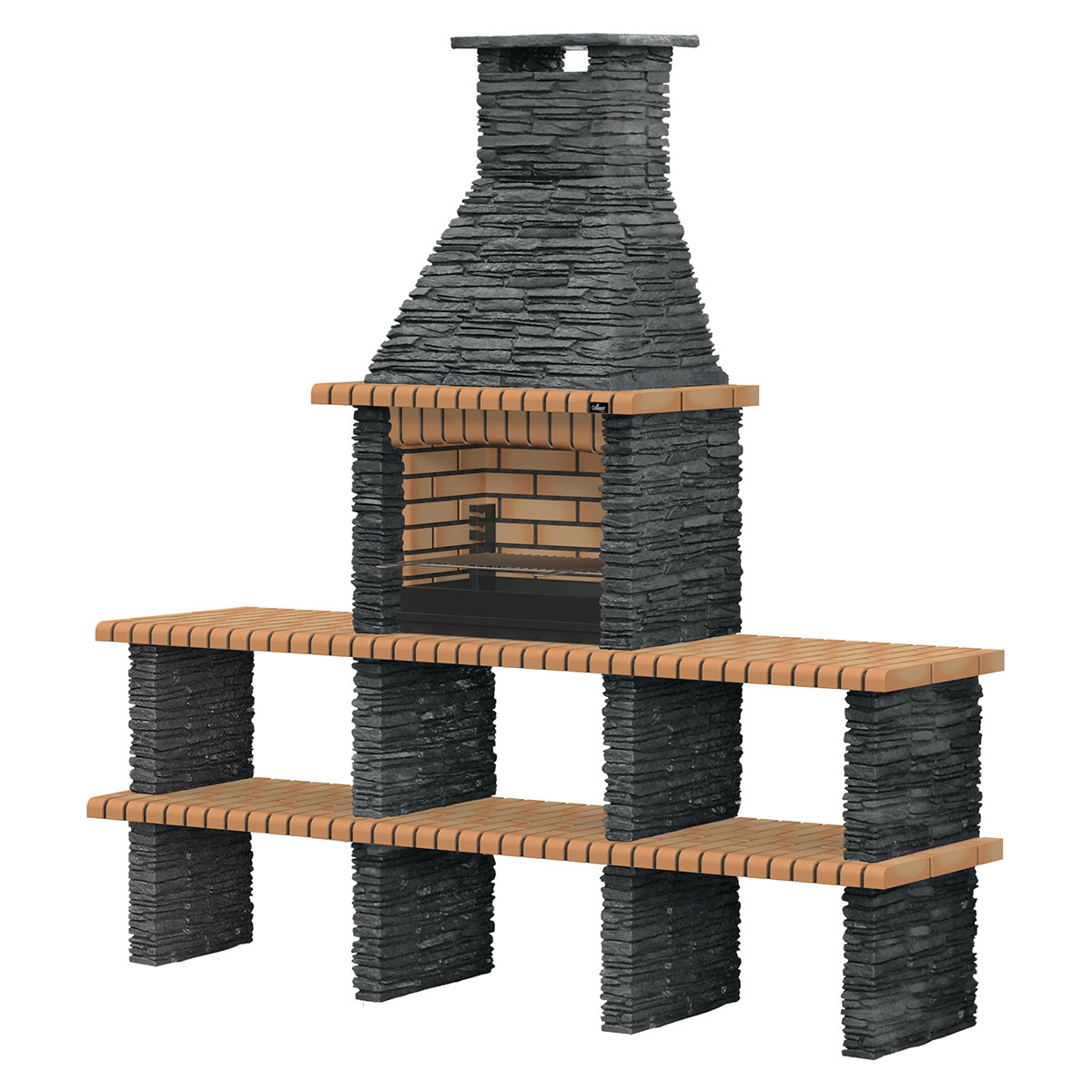 Piódão Amarillo Barbecue with 2 Countertops