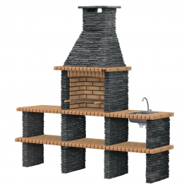 Barbecue with 2 Countertops, Sink and Piódão Amarillo Faucet