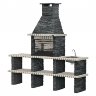 Barbecue with 2 Countertops, Sink and Piódão White Faucet