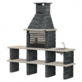 Barbecue with 2 Countertops, Sink and Piódão White Faucet