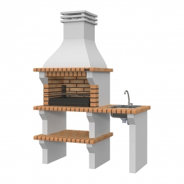 Barcelos Yellow barbecue with countertop, sink and tap