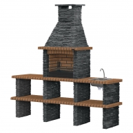 Barbecue avec 2 comptoirs, évier et robinet Piódão Templar