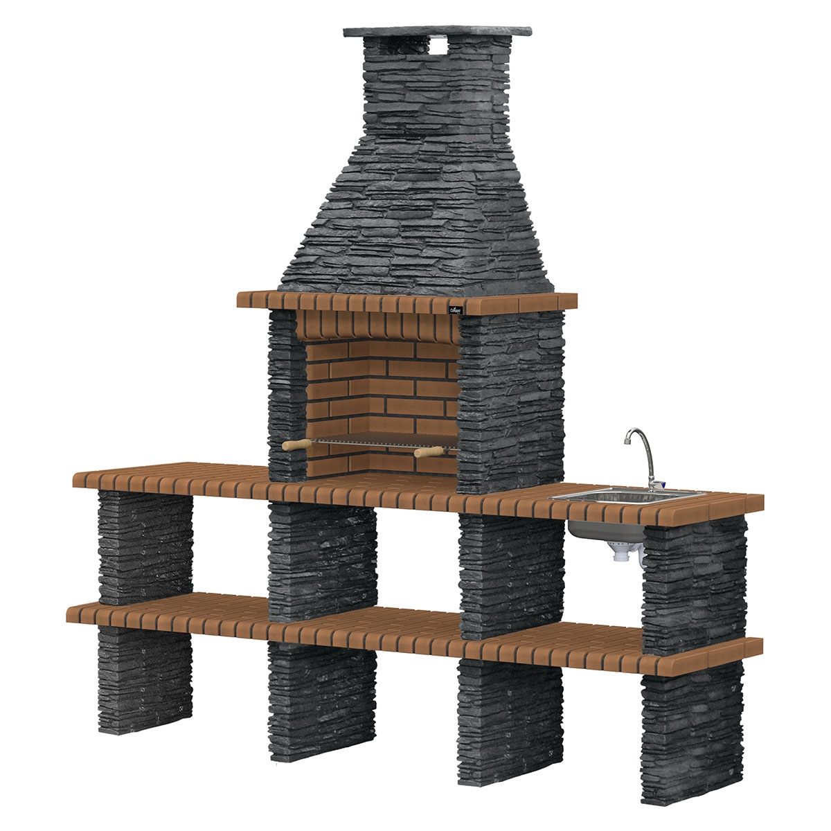 Grill mit 2 Arbeitsflächen, Spüle und Piódão Templar-Wasserhahn - 2