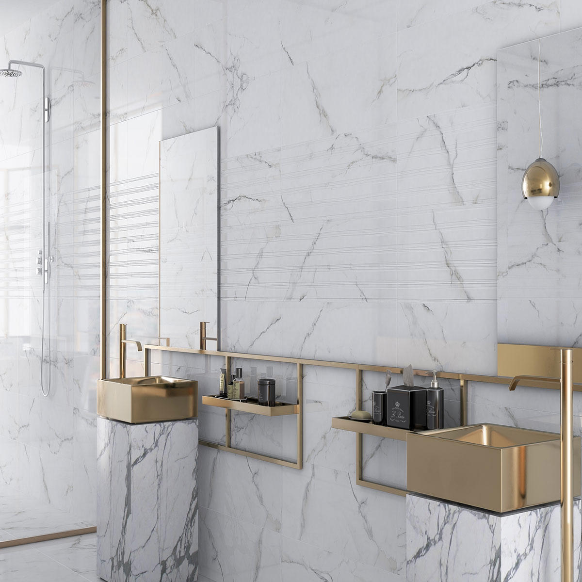 Bathroom with Fontana White Matte 30x90 wall tile