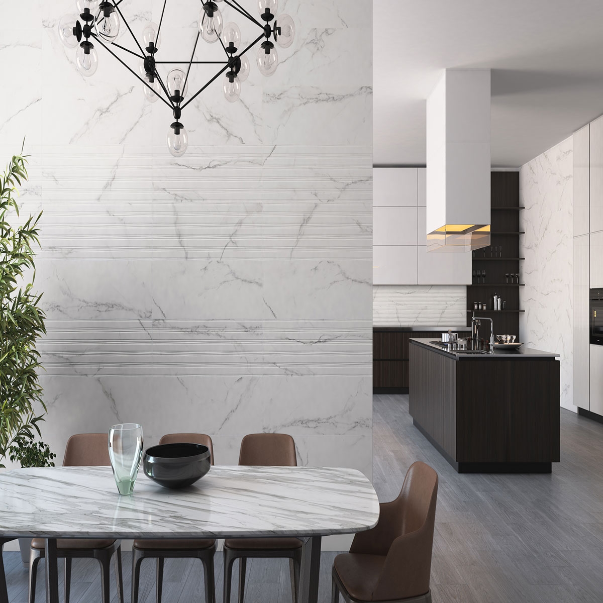 Interior com revestimento Fontana White Matte 30x90