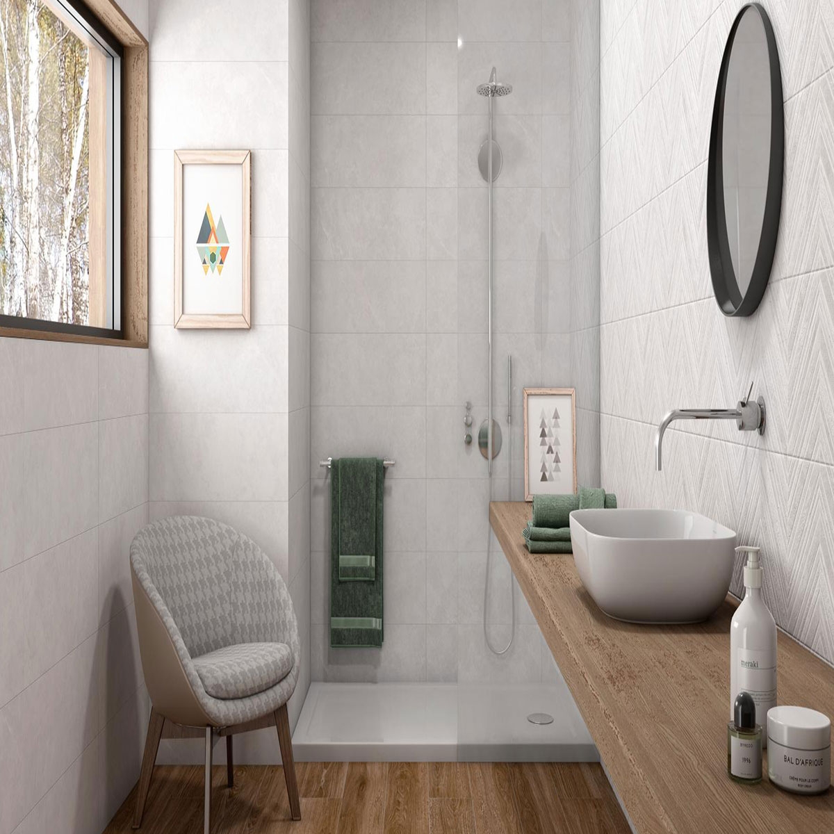 Salle de bain avec sol AT Aren Terra 20x120