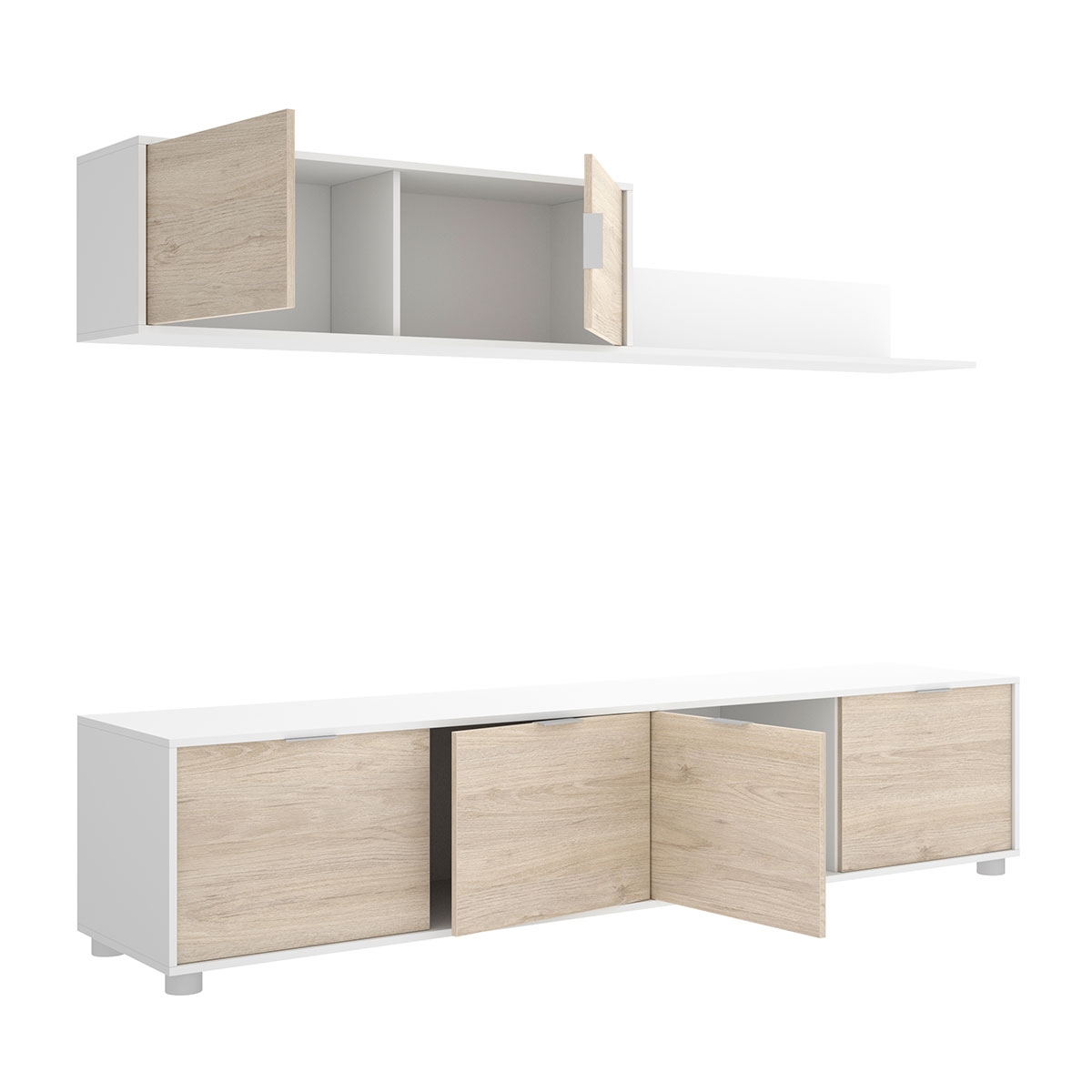 Móveis TV compactos Lima Branco/Natural - 2