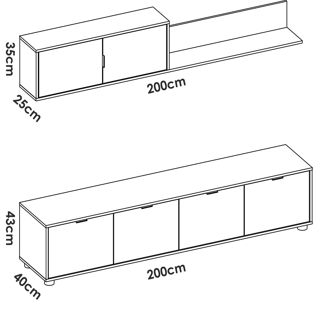 Medidas de Móveis de TV Compactos Lima Branco/Natural