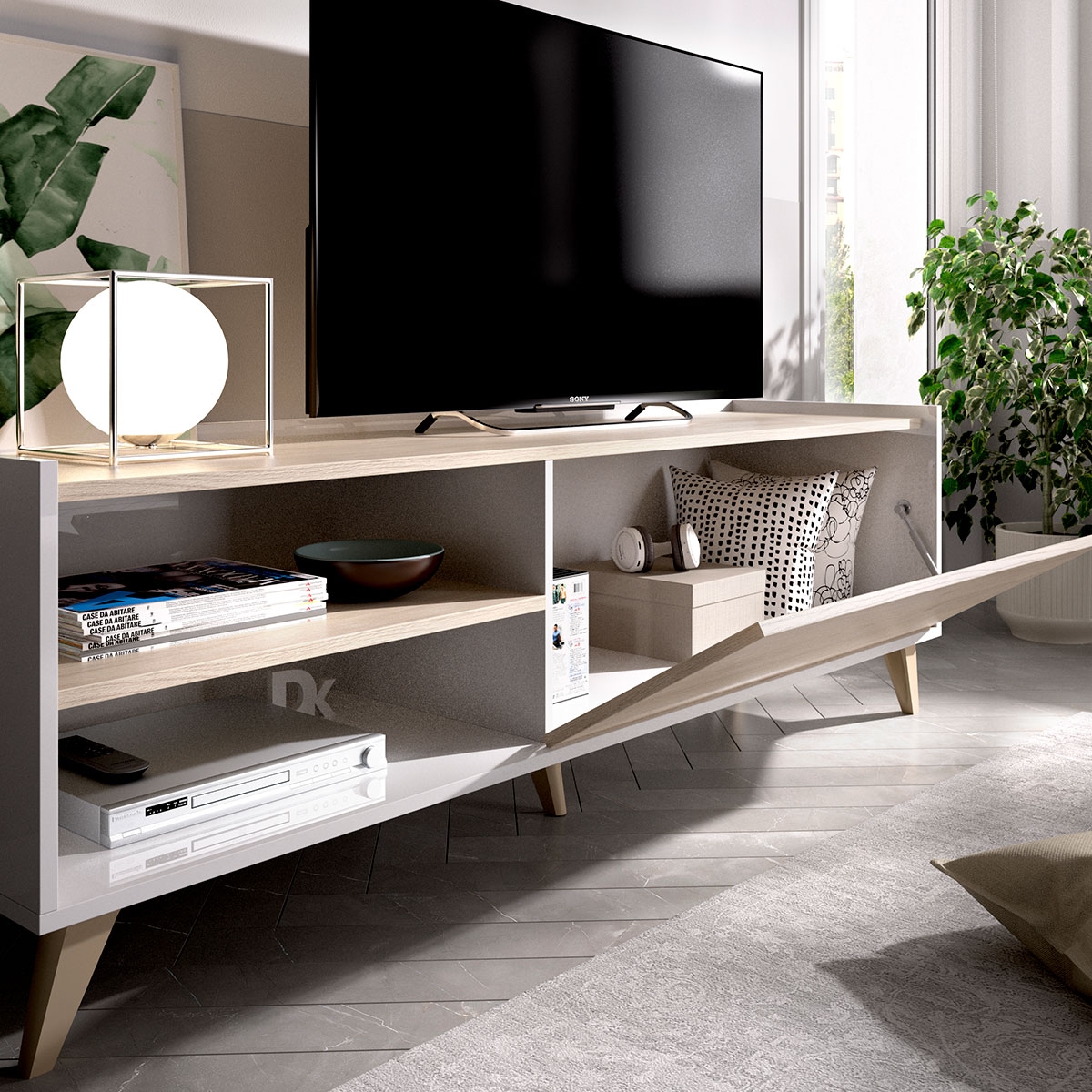 Atmosphäre mit Ness White/Natural TV Stand