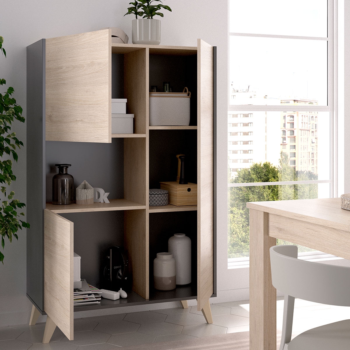 Raum mit Alto Ness 3-Tür-Modul Graphit/Natural