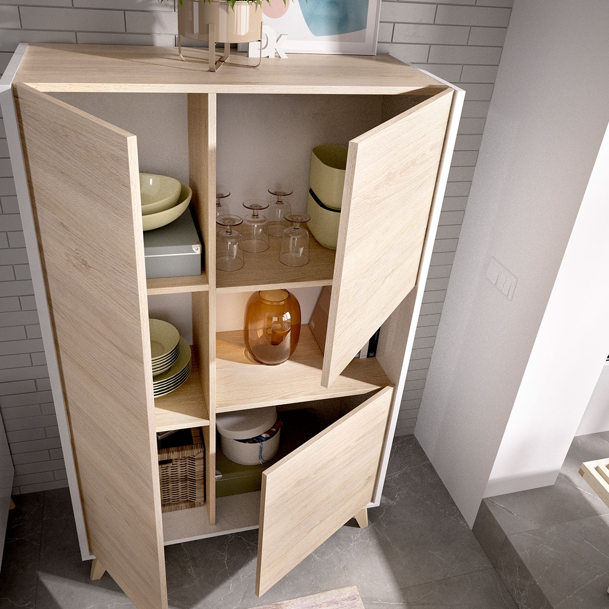 Room with Alto Ness 3 Doors Module White/Natural