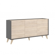 Ness 3-Tür-Sideboard Graphit/Natural