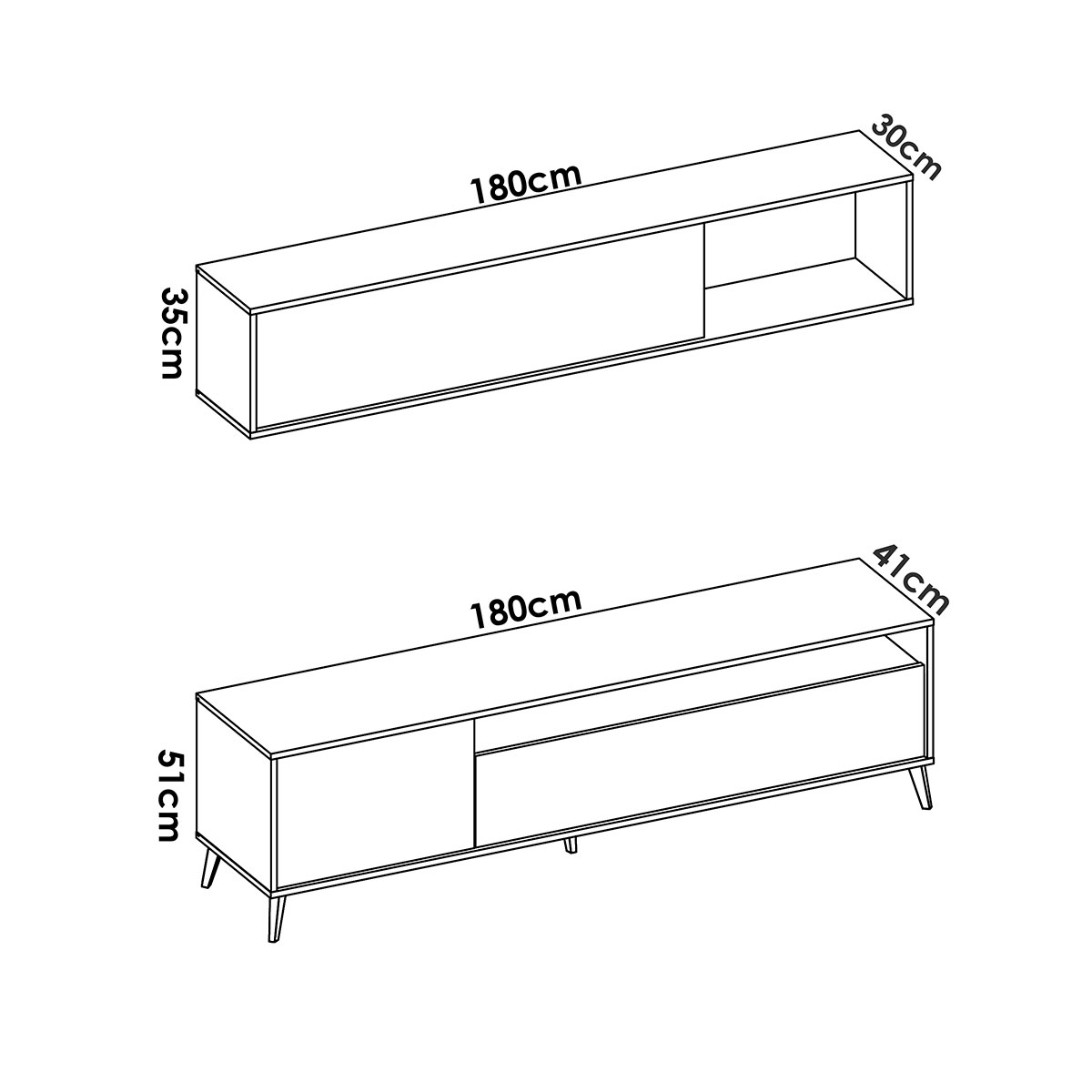 Mesures de Bonn Compact Tv Room Blanc/Naturel