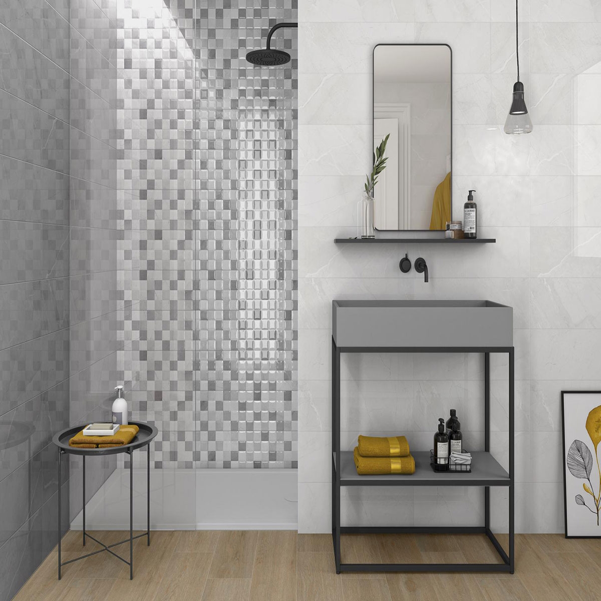 Bathroom with flooring AT Alpi Cerezo 20x60