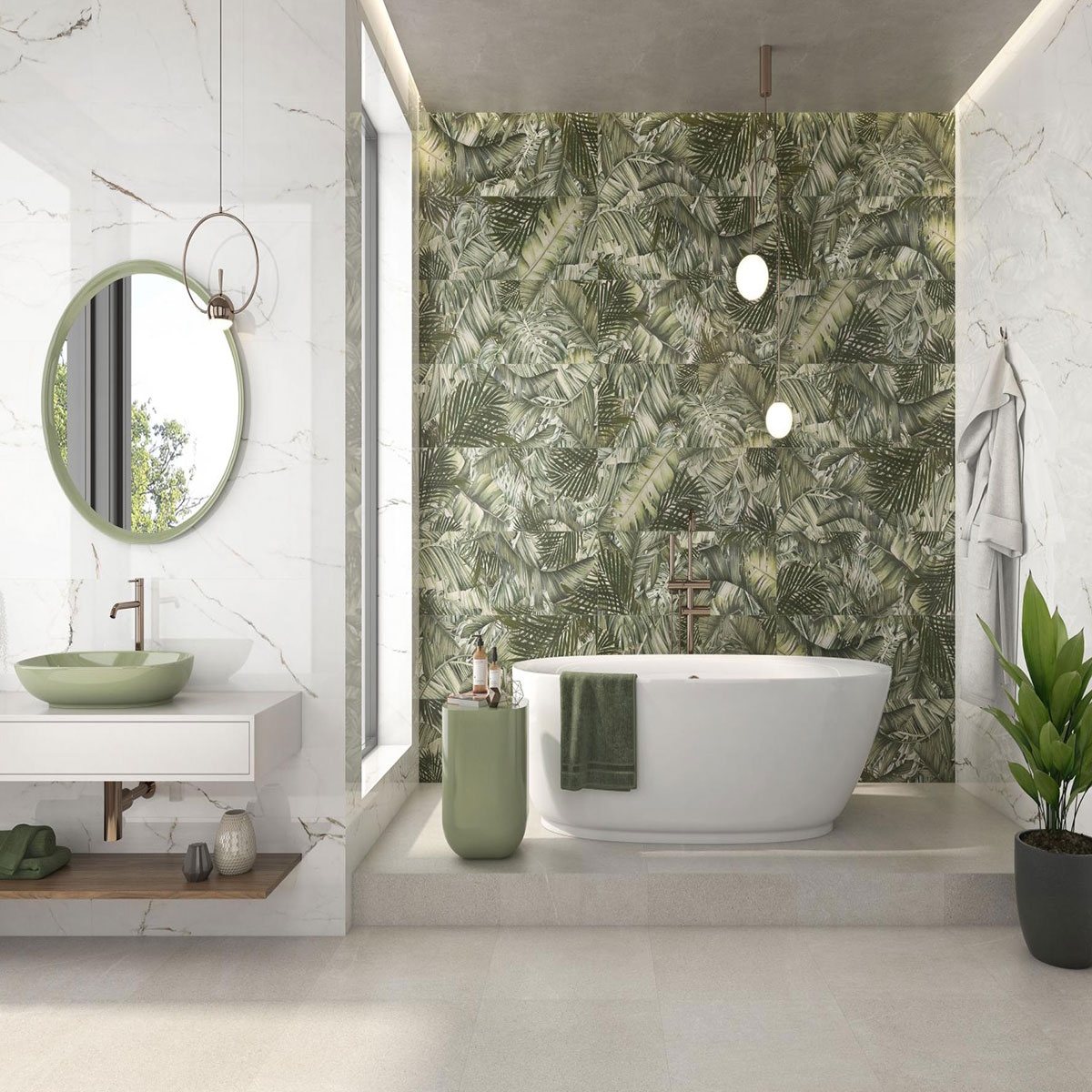 Interior con revestimiento Trend Vegetal Green 33.3x100