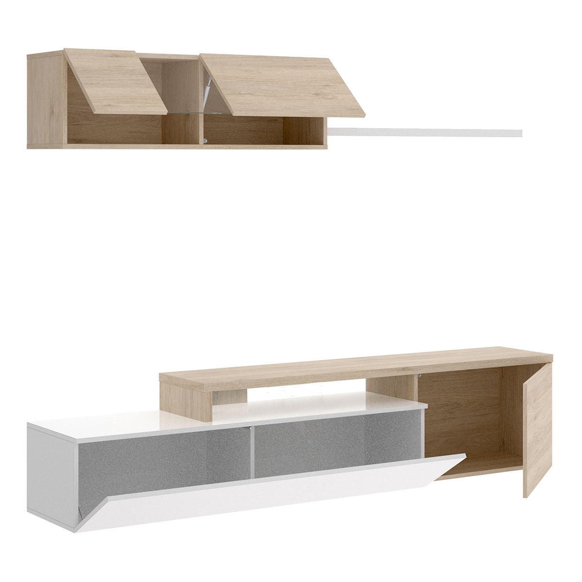 Elle Compact TV Room Weiß Glanz/Natürlich - 5