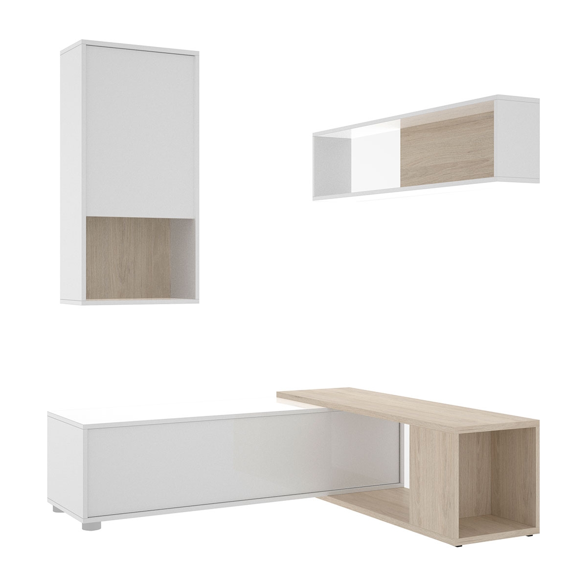 Obi Lounge Flexível Tv Branco Gloss/Natural - 4