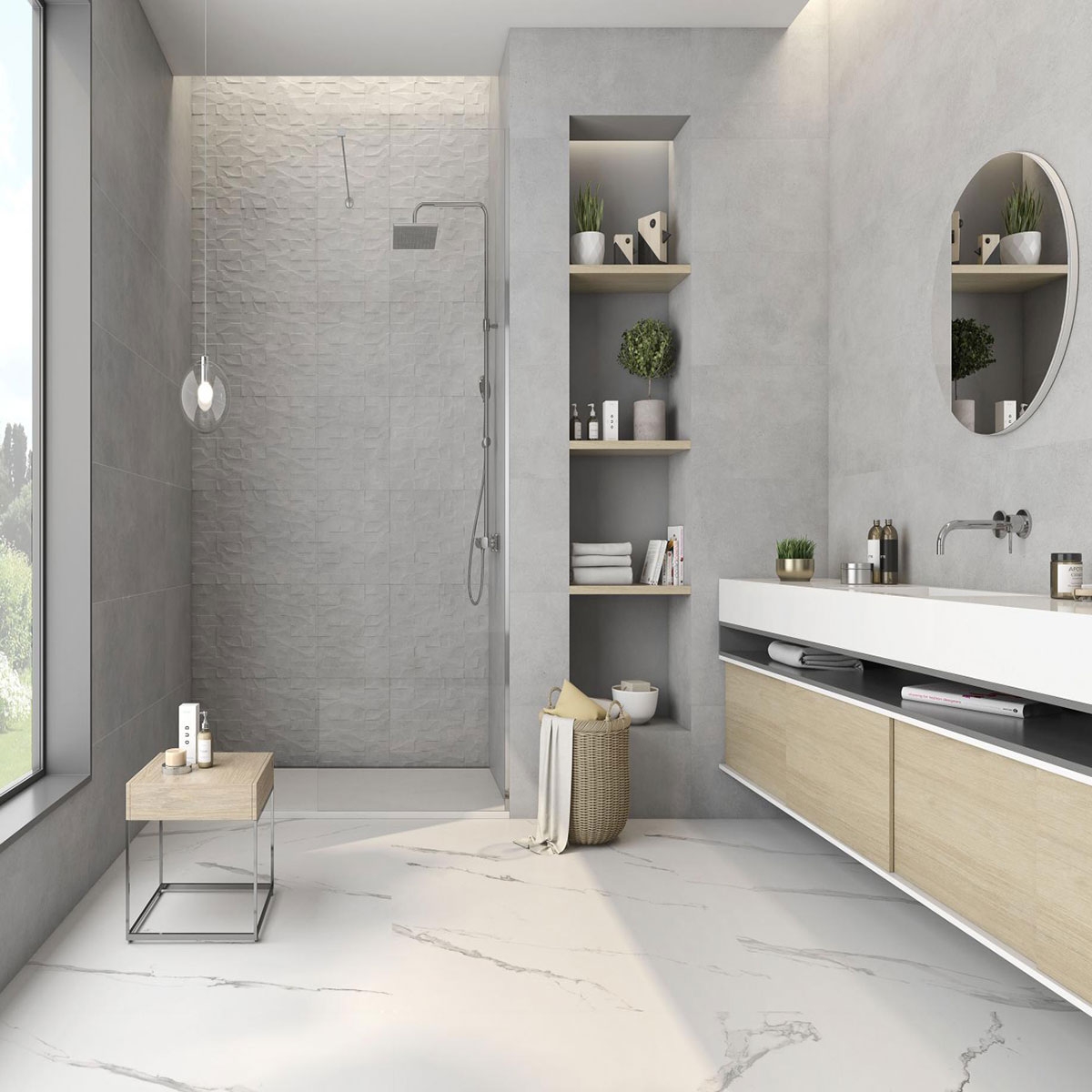 Bathroom with Vita Relief Gray coating 40x120