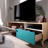 Zimmer mit Nova TV-Modul Grau/Natürlich/Smaragd mit 1 Schublade und 1 Tür - 4