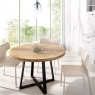 Ambiente mit festem Esstisch Duna 120 runde Metallbeine. Dicke etwa 50 mm Nordicus 75x120x120