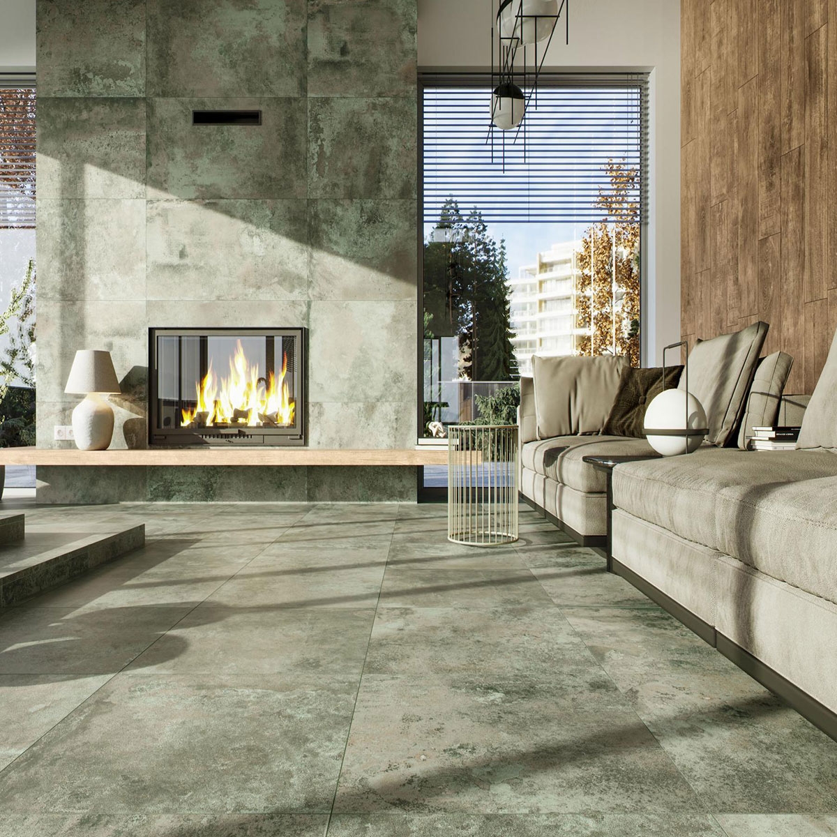 Living room with AT Dakota Oak cladding 20x120