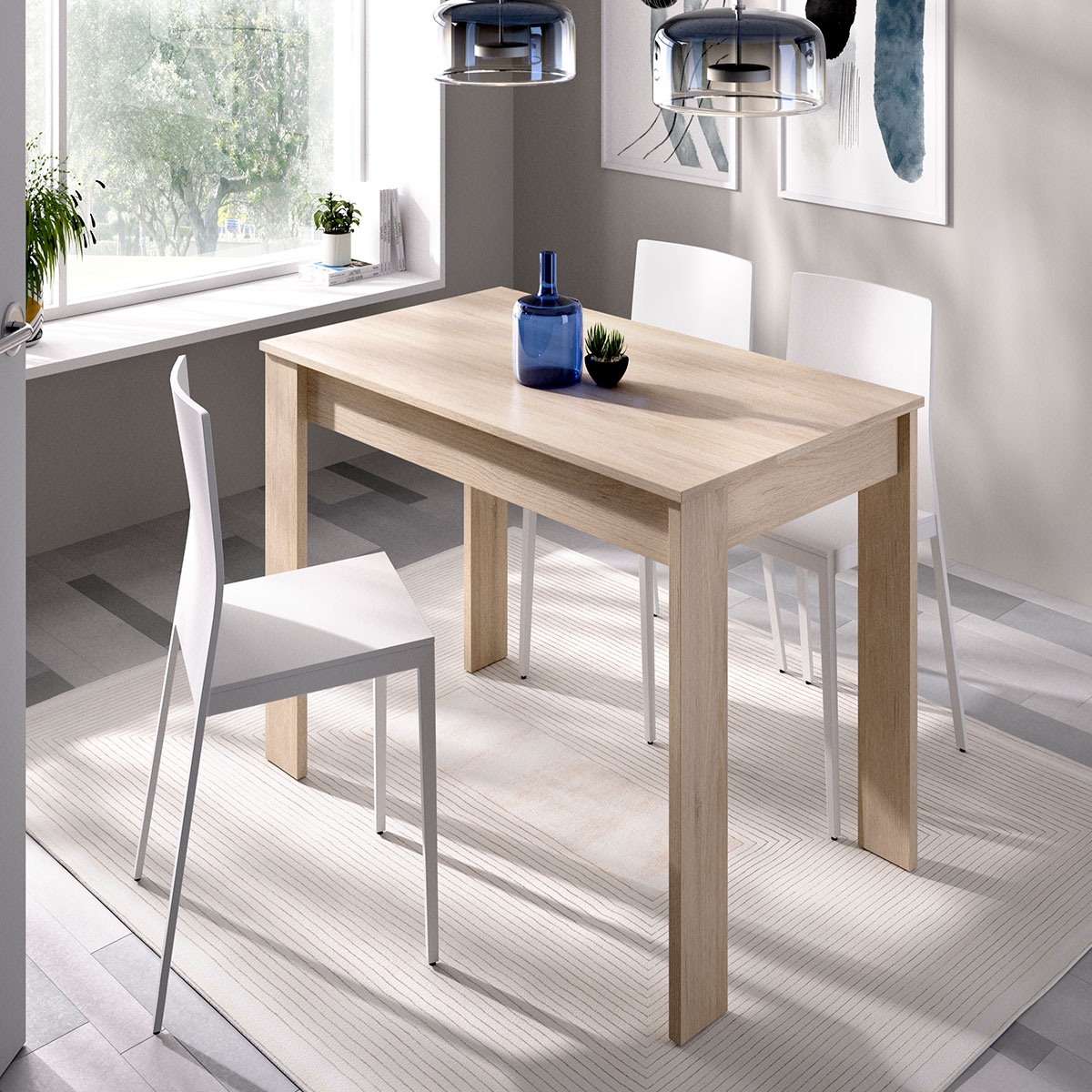 Ambiente con Mesa Comedor Sami Blanco 77x138.5x81