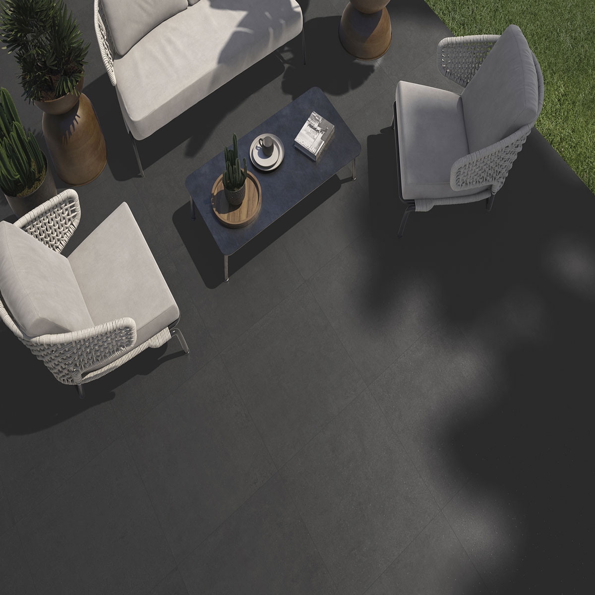 Exterior con pavimento Gravel Out Black 60x60