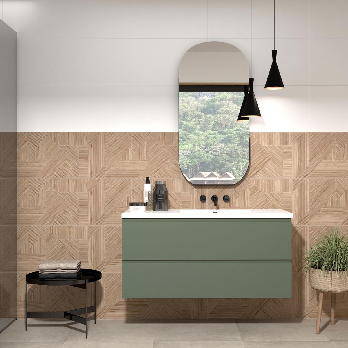 Interior com pavimento AT Lubeck Tortora 60x60