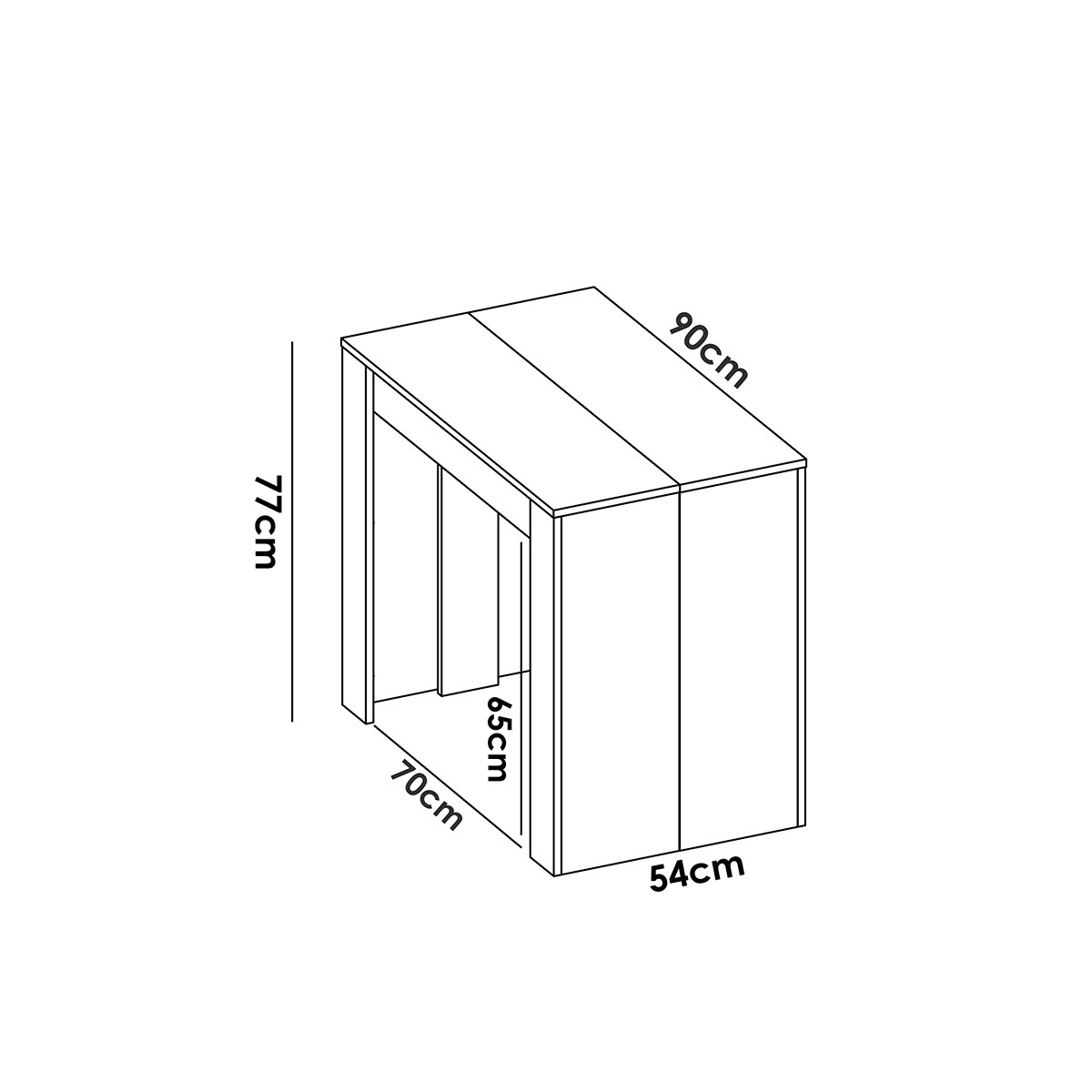 Medidas de Mesa Extensible Kiona  B. Brillo 77x54-239x90