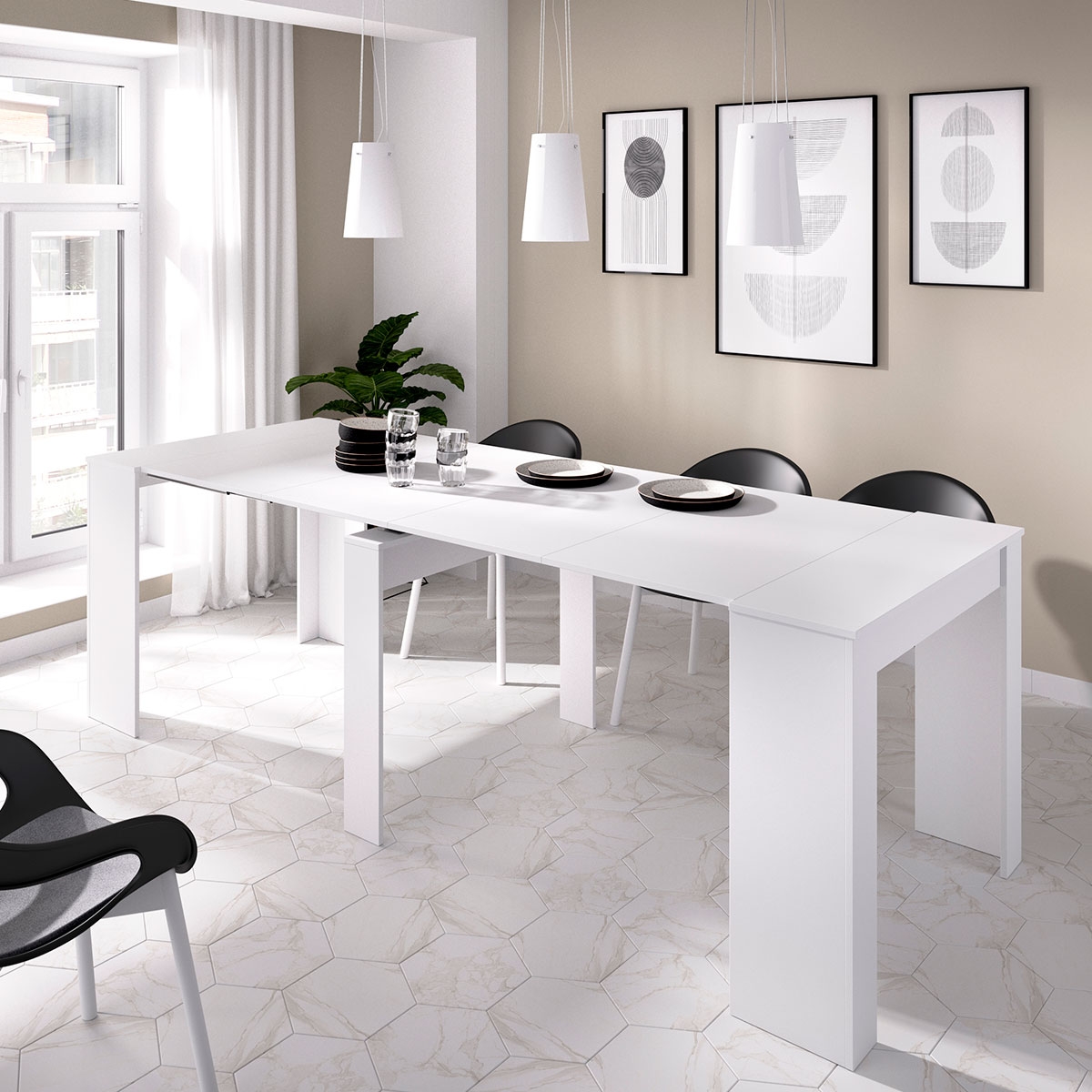 Ambiente com Kiona B. Gloss Extendable Table 77x54-239x90 -2