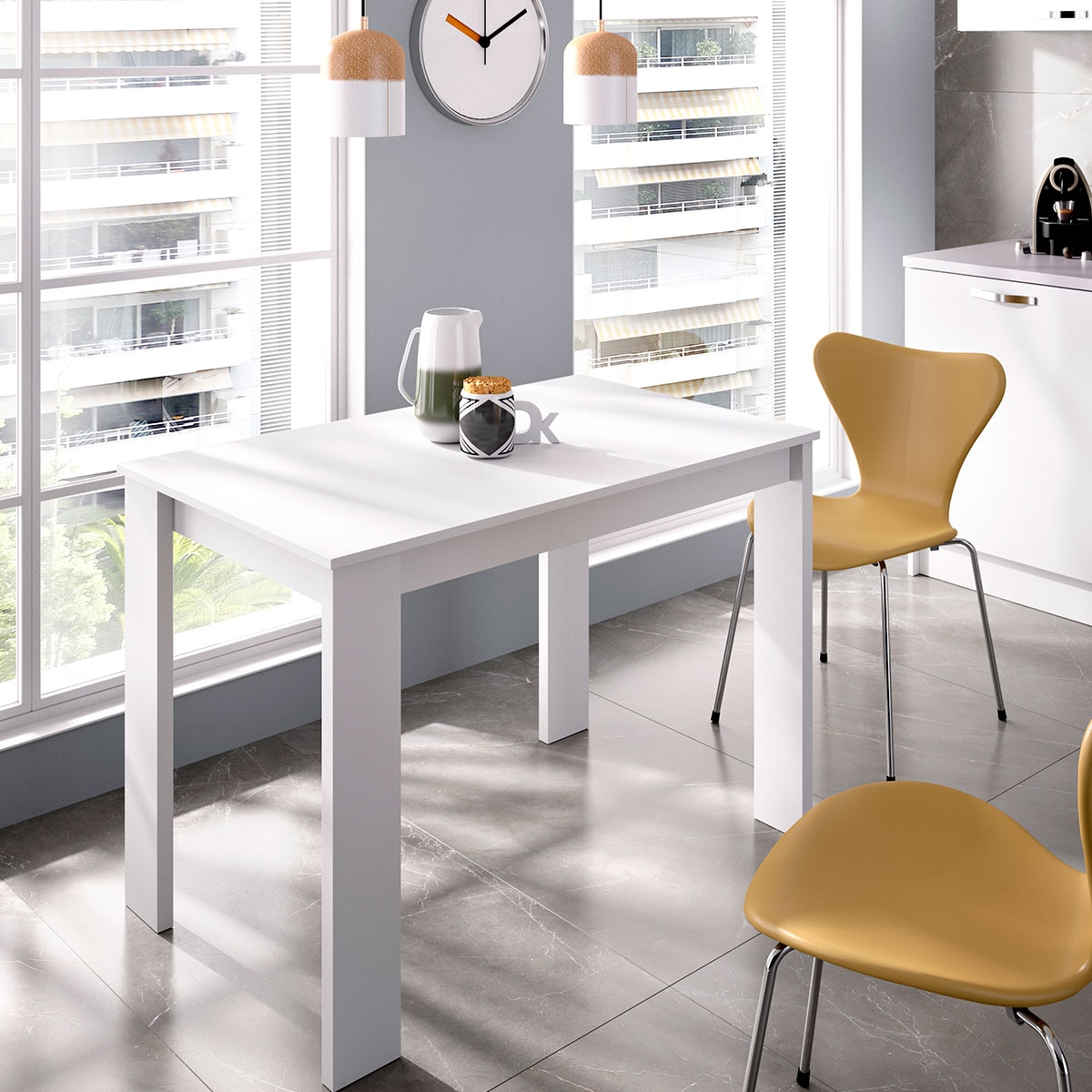 Ambiente com Aspen White Side Table 77x110.3x67.1