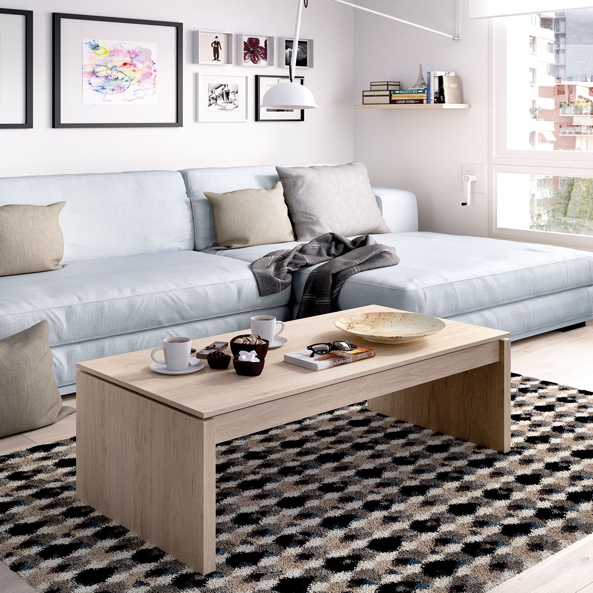 Ambiente com Mesinha Lateral Natural 43x102x50