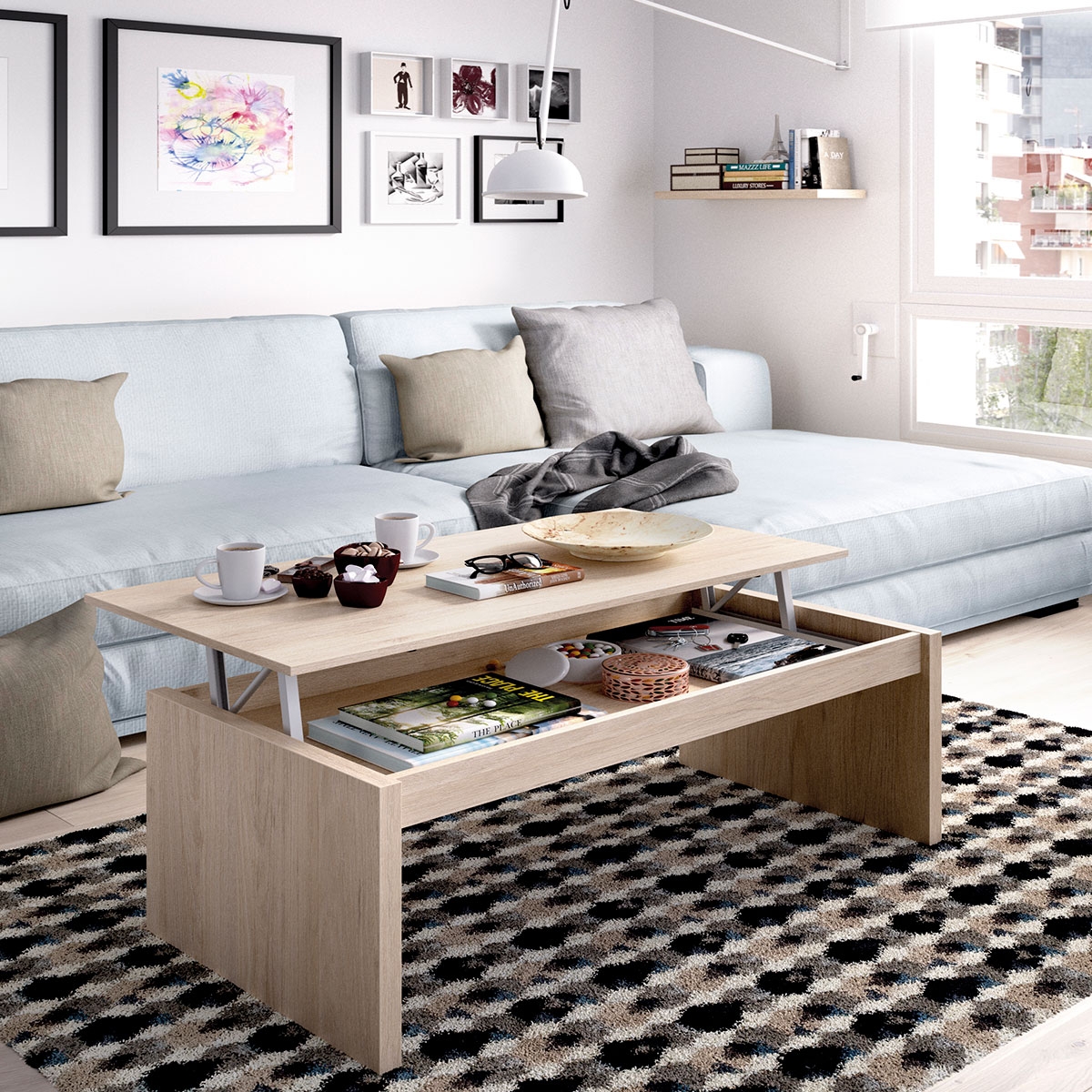 Environment with Side Natural Coffee Table 43x102x50 -2