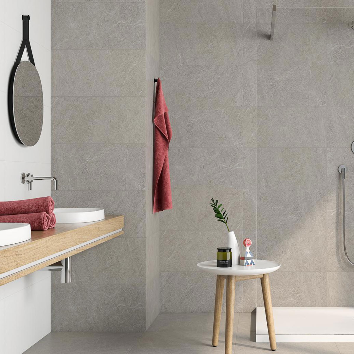 Interior with flooring and cladding AT Tabor Perla 60.8x60.8