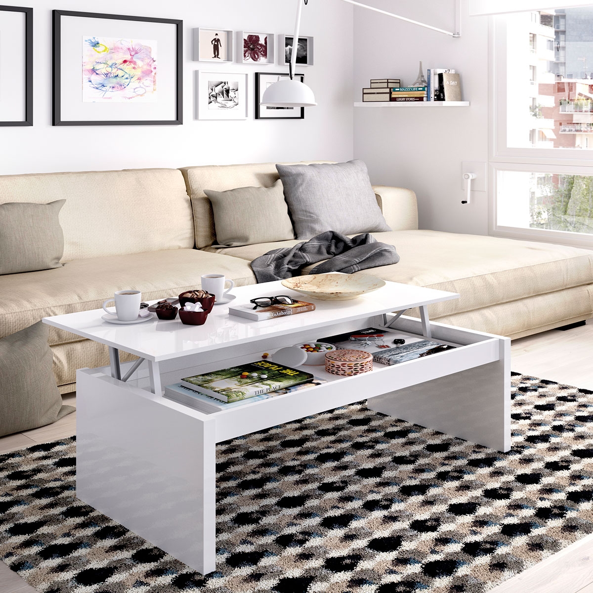 Atmosphäre mit dem Couchtisch Seite B. HELLIGKEIT 43x102x50 -2