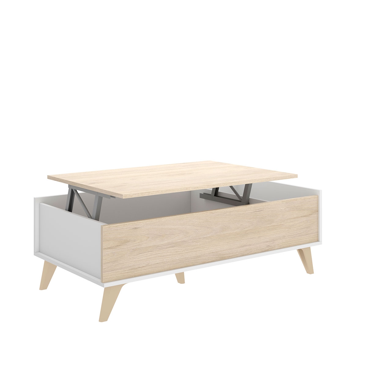 Dekit Ness Lift-Top Couchtisch Weiß/Natürlich 41x99x60 03K7254386 -2