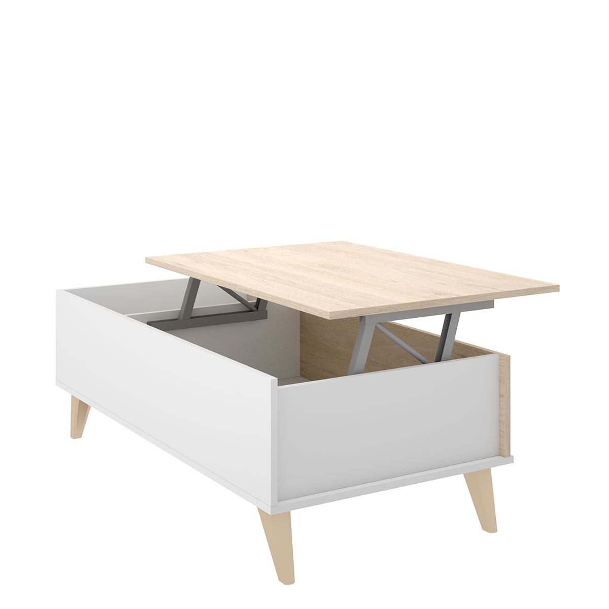 Dekit Ness Lift-Top Couchtisch Weiß/Natürlich 41x99x60 03K7254386 -3