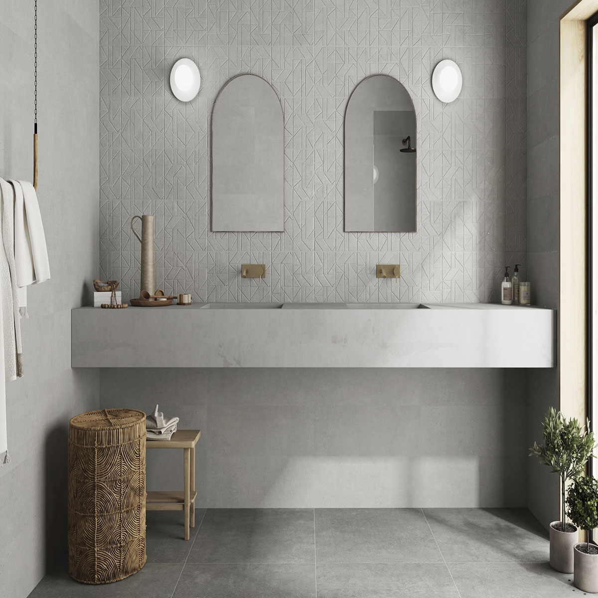 Baño con revestimiento Gravel Grey 25x75