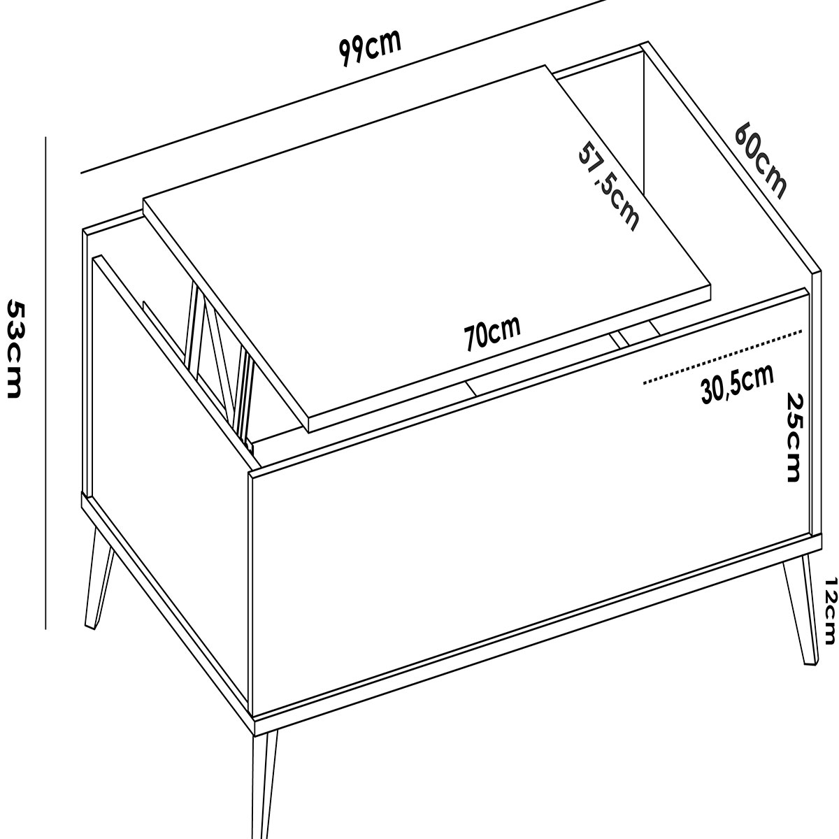 Medidas de Ness Graphite/Natural Lift Top Coffee Table 41x99x60 -2
