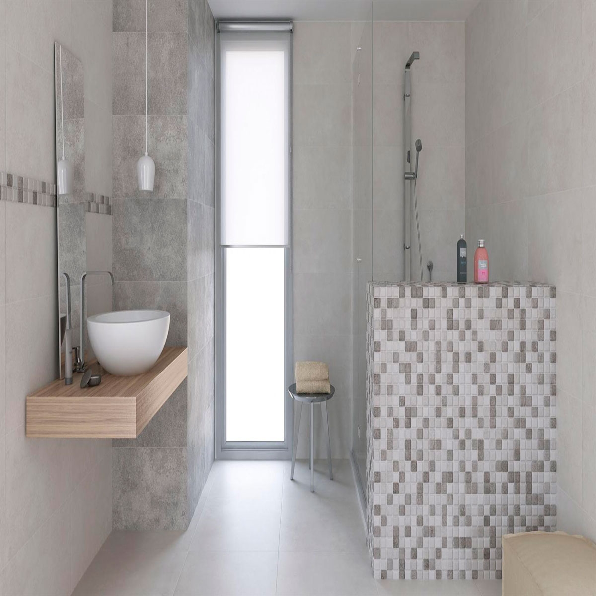 Bathroom with AT Kiel Marengo cladding 33.3x55