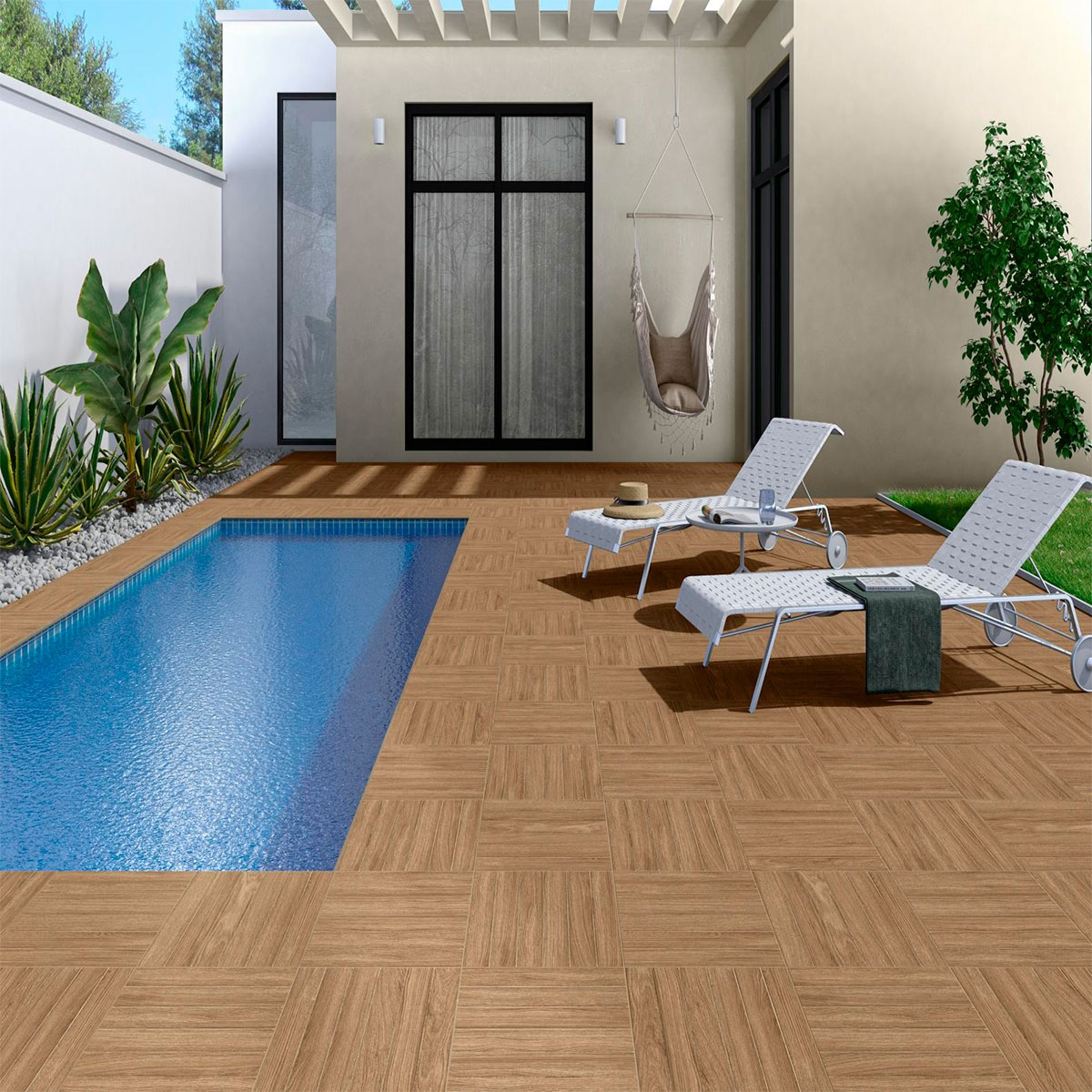 Außenansicht mit AT Legno Terra rutschfestem Boden 45x45