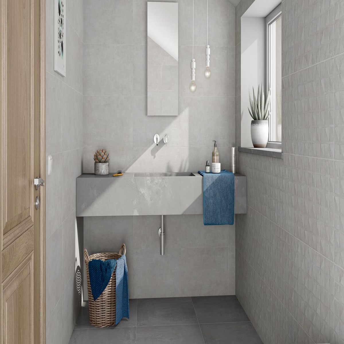 Baño con revestimiento AT Salem Gris 60.8x60.8