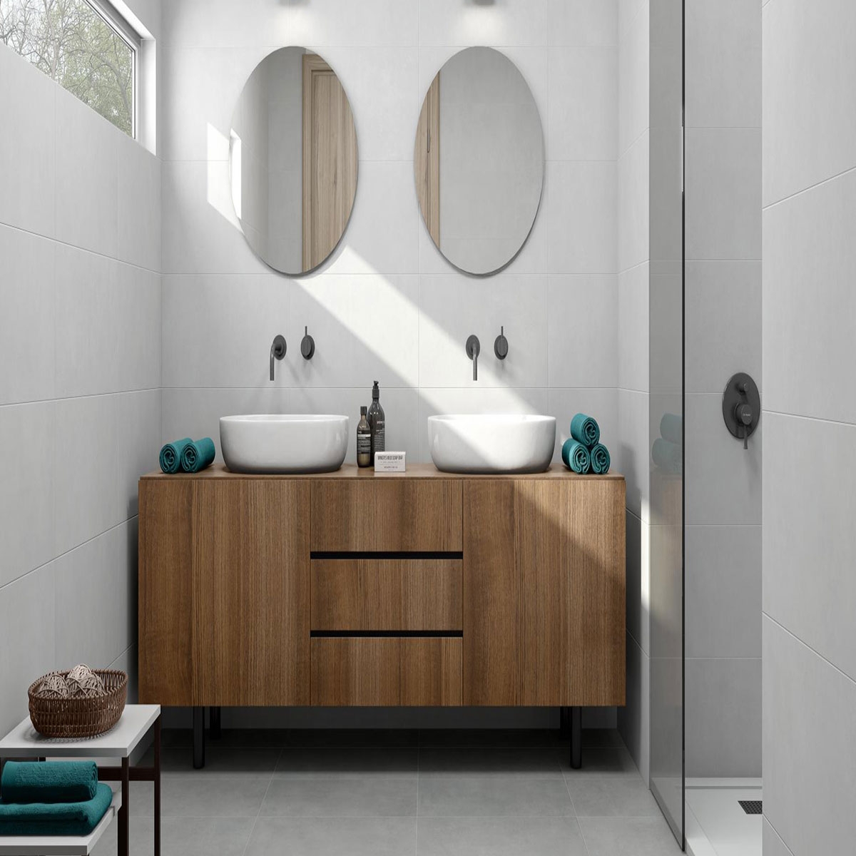 Salle de bain avec revêtement de sol AT. Blaze Marengo Mat 30.3x61.3