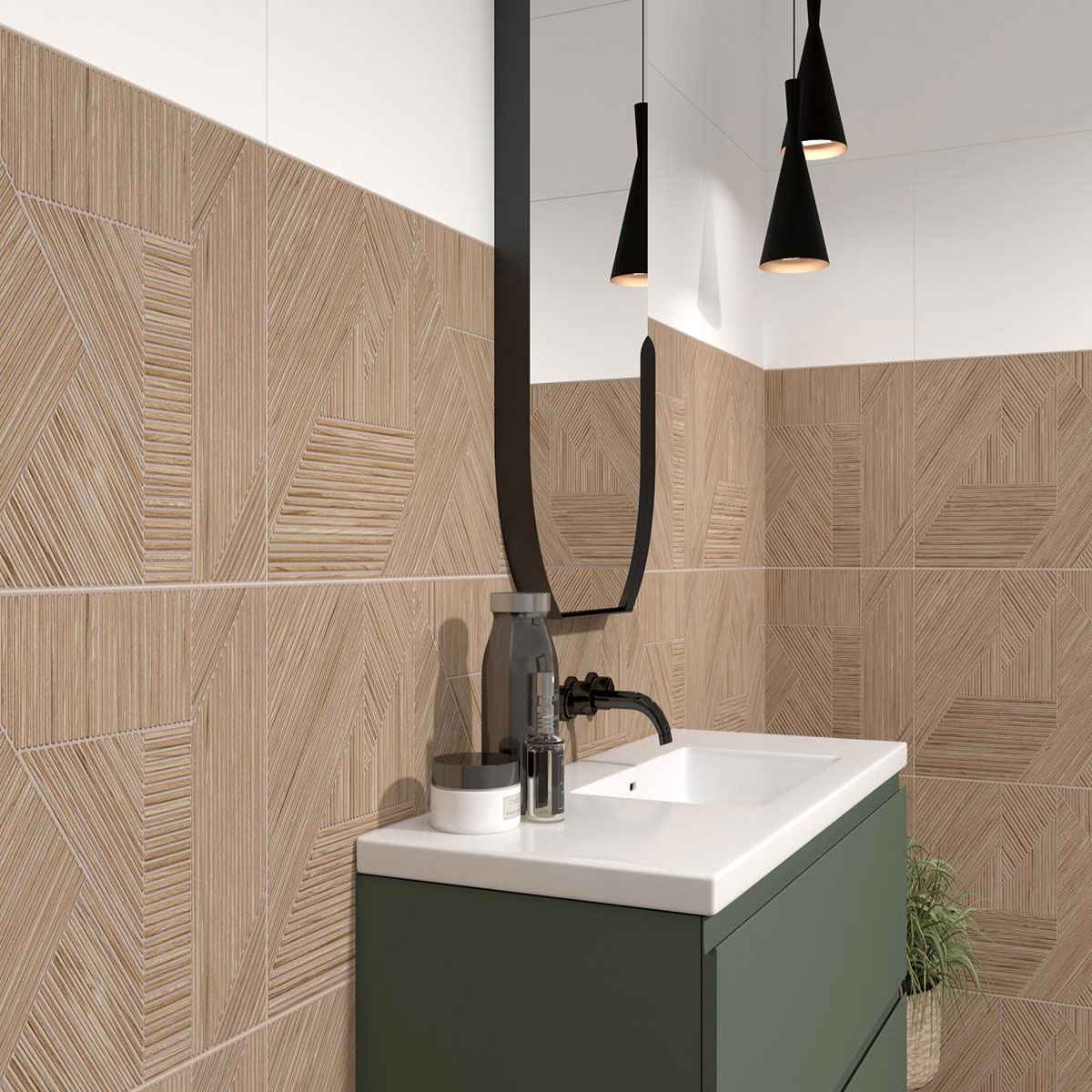 Baño con revestimiento AT Incontro Madera 36x80