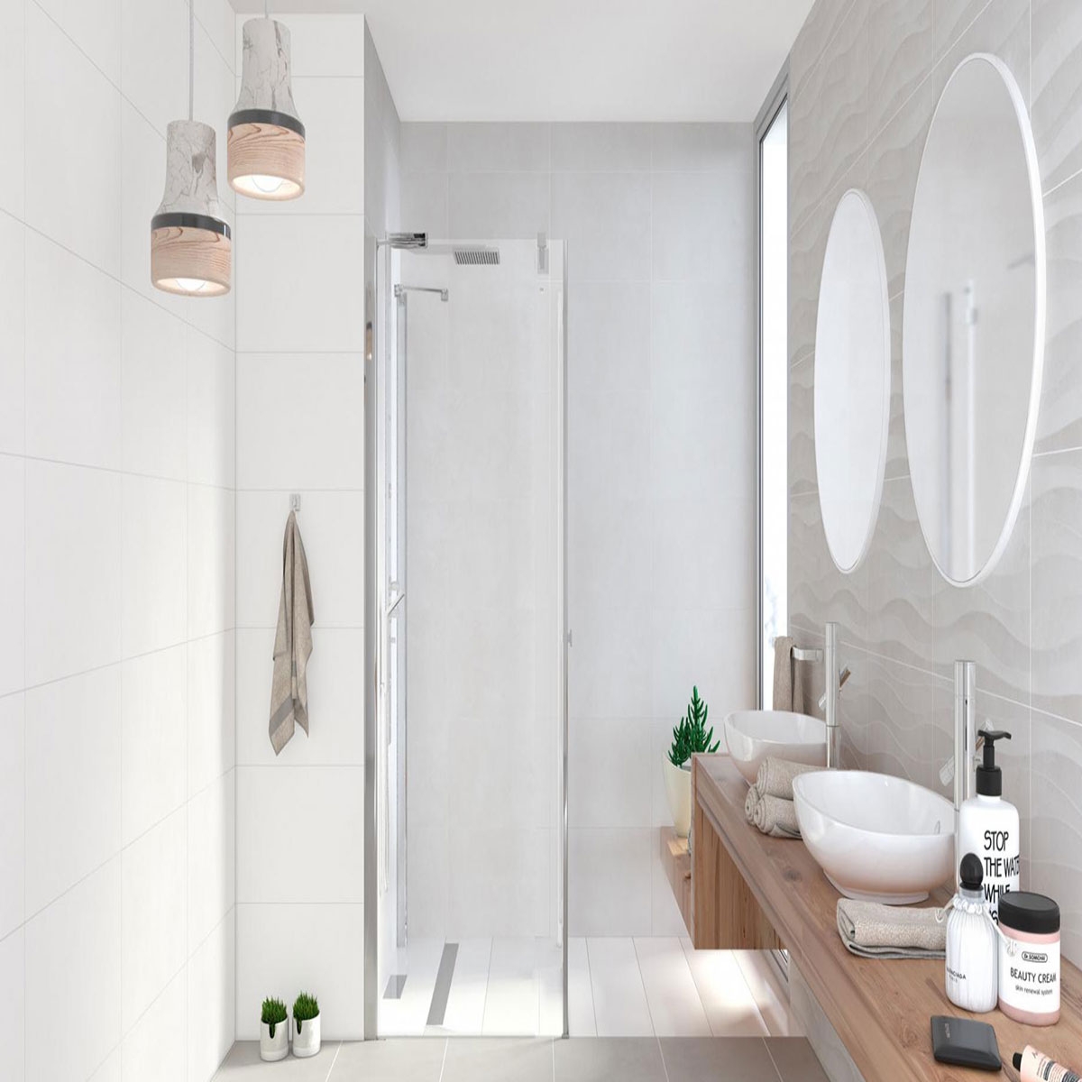 casa de banho com pavimento AT. Blaze Tortora 45x45