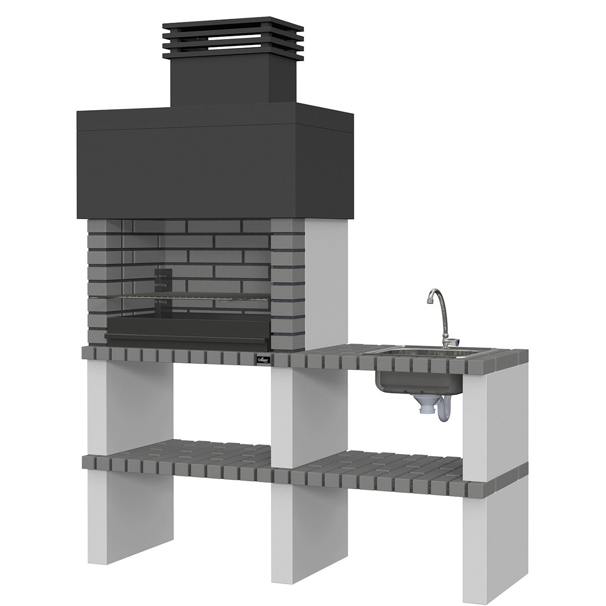 Ericeira Grill mit Arbeitsplatte, Spüle und Wasserhahn 037P/2LL2. C Grey