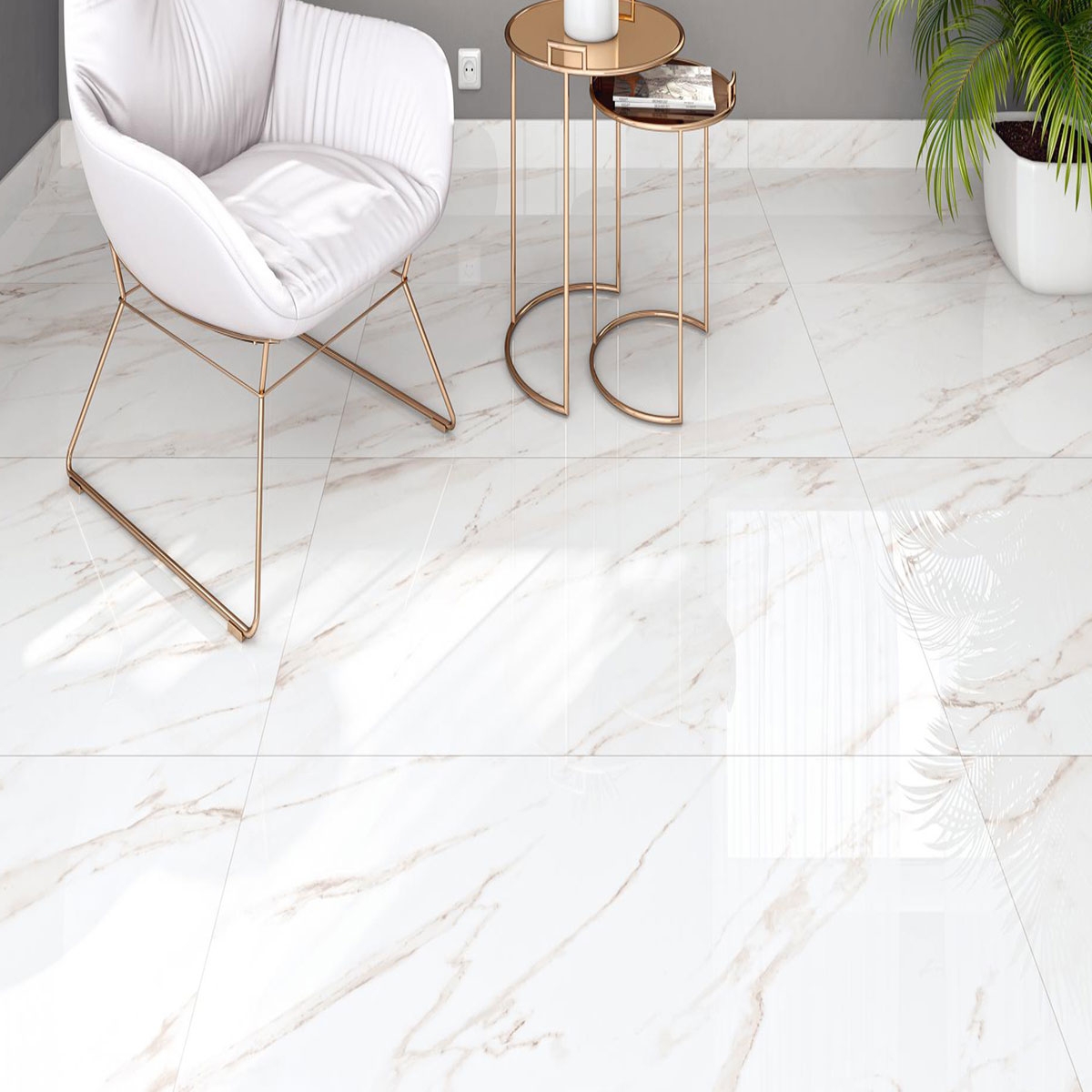 Interior com pavimento AT Palma Branco 60x120 (Box 1.44m2)