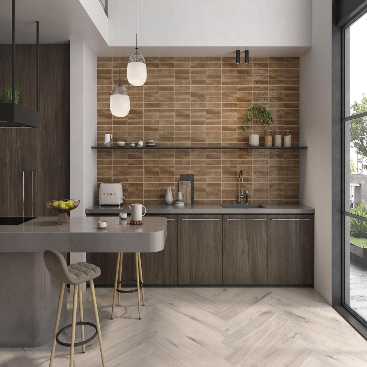 Interior com Oldmanor Es Pavement. Areia 20x120n (Caixa 1.68m2)